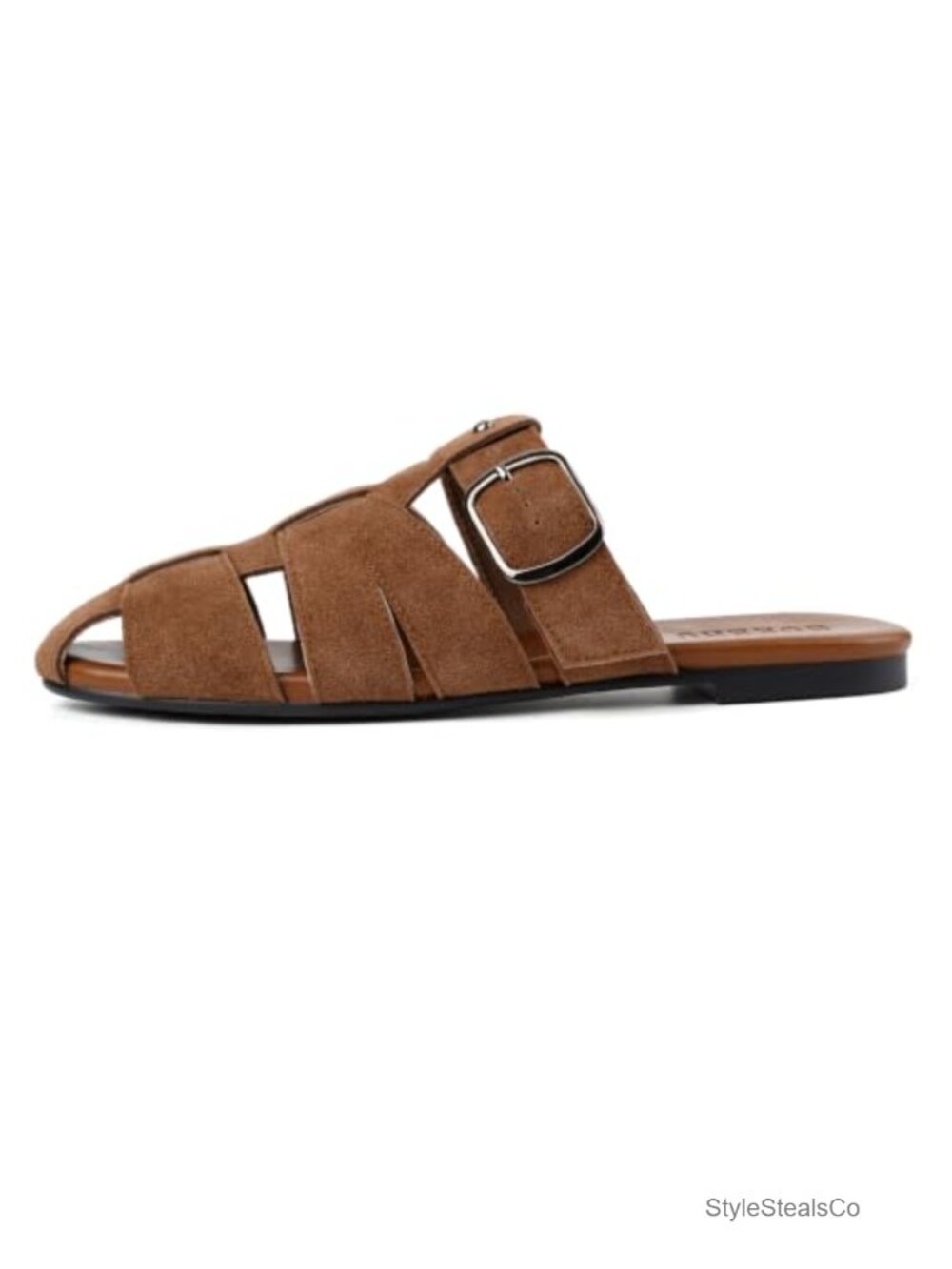 Fisherman Sandals Closed Toe Slides Faux Suede Flat Slip-On Walking